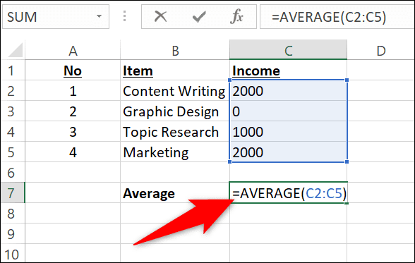 7 excel average function