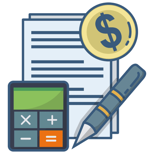 financial document calculator pen dollar coin money icon 205706