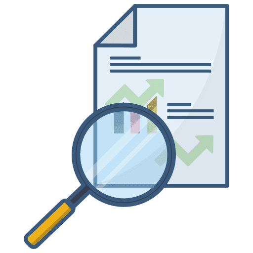 search report magnifying glass document icon 205719